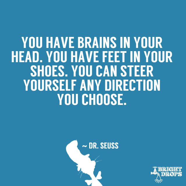 “You have brains in your head. You have feet in your shoes. You can steer yourself any direction you choose.” ~ Dr. Seuss