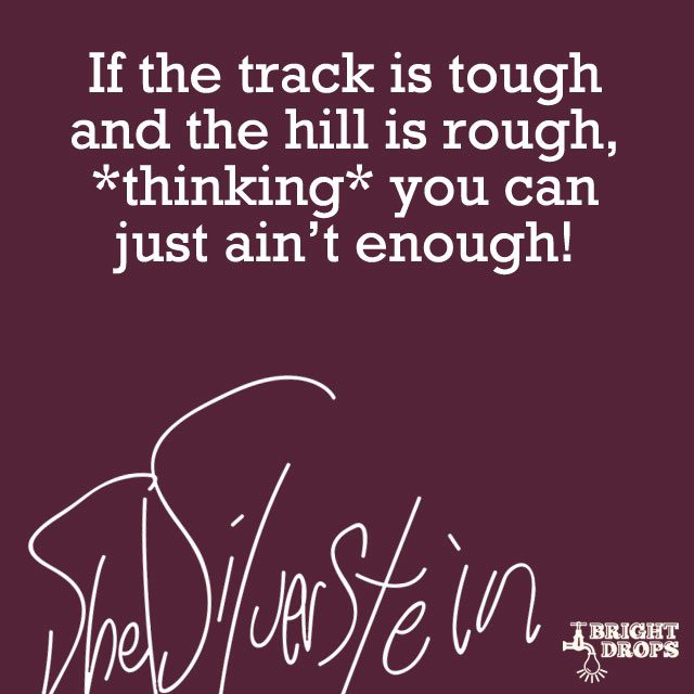 “If the track is tough and the hill is rough, *thinking* you can just ain’t enough!” ~Shel Silverstein