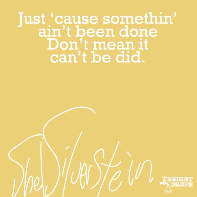 “Just ’cause somethin’ ain’t been done Don’t mean it can’t be did.” ~Shel Silverstein