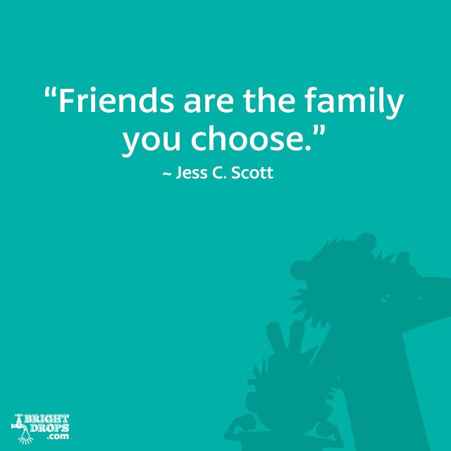 “Friends are the family you choose.” ~ Jess C. Scott