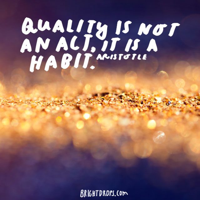 “Quality is not an act, it is a habit.” - Aristotle