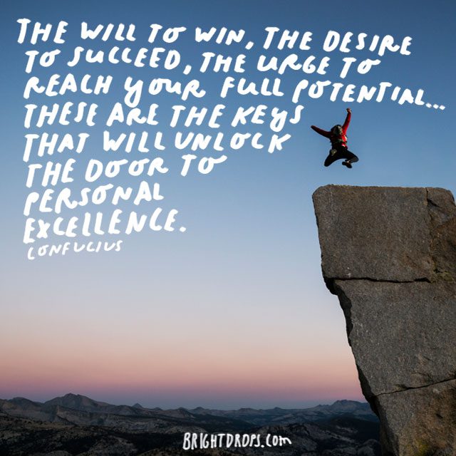 “The will to win, the desire to succeed, the urge to reach your full potential... these are the keys that will unlock the door to personal excellence.” - Confucius