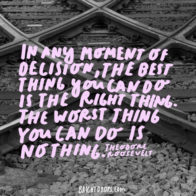 “In any moment of decision, the best thing you can do is the right thing. The worst thing you can do is nothing.” - Theodore Roosevelt