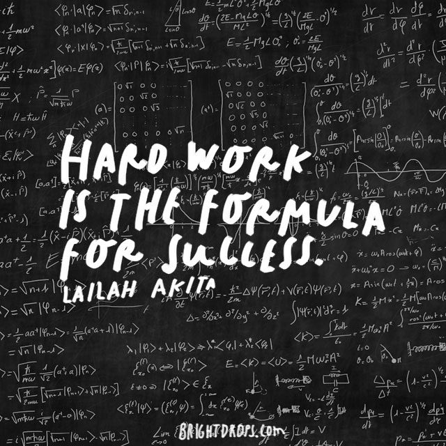 “Hard work is the formula for success.” – Lailah Akita