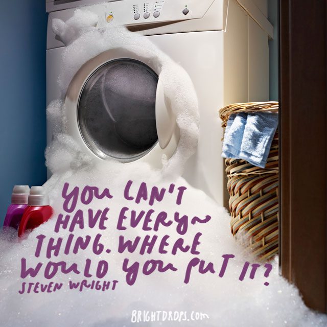 “You can't have everything. Where would you put it? ” - Steven Wright