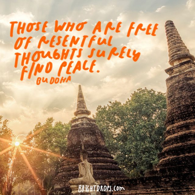 “Those who are free of resentful thoughts surely find peace.” – Buddha