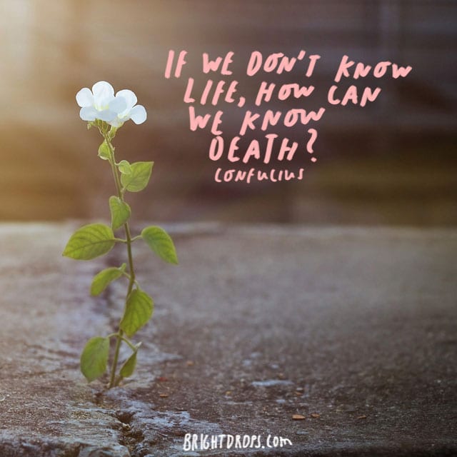 “If we don’t know life, how can we know death?” Confucius