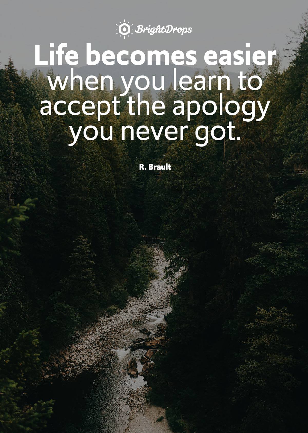 Life becomes easier when you learn to accept the apology you never got. - R. Brault