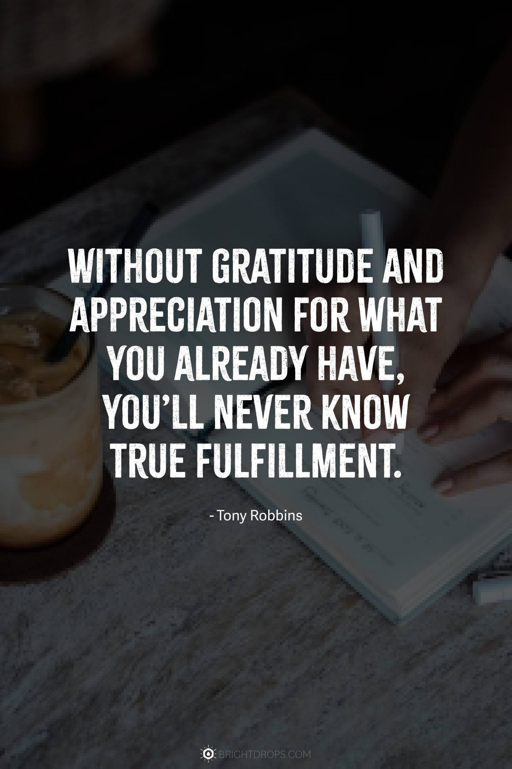 Without gratitude and appreciation for what you already have, you’ll never know true fulfillment.