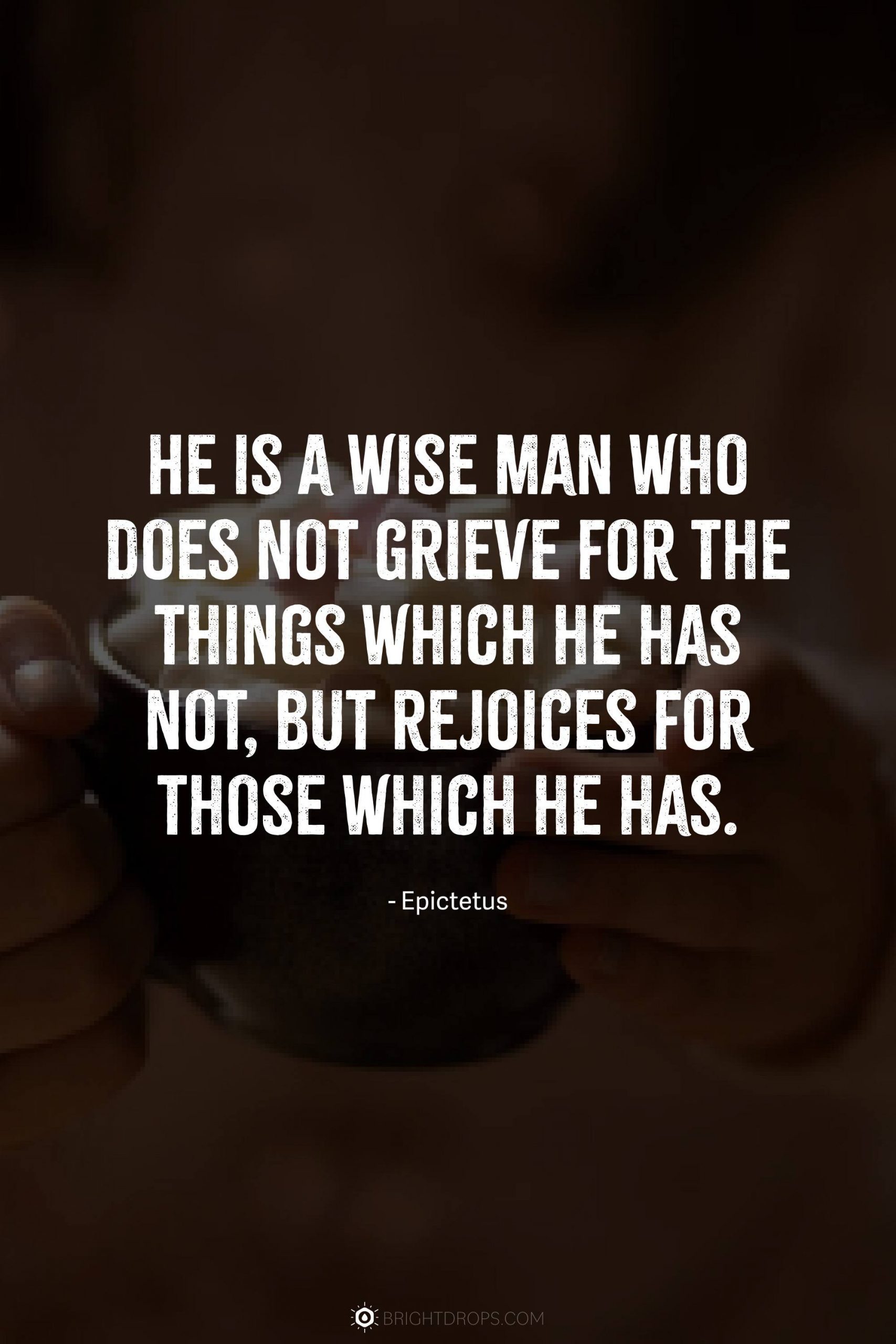 He is a wise man who does not grieve for the things which he has not, but rejoices for those which he has.