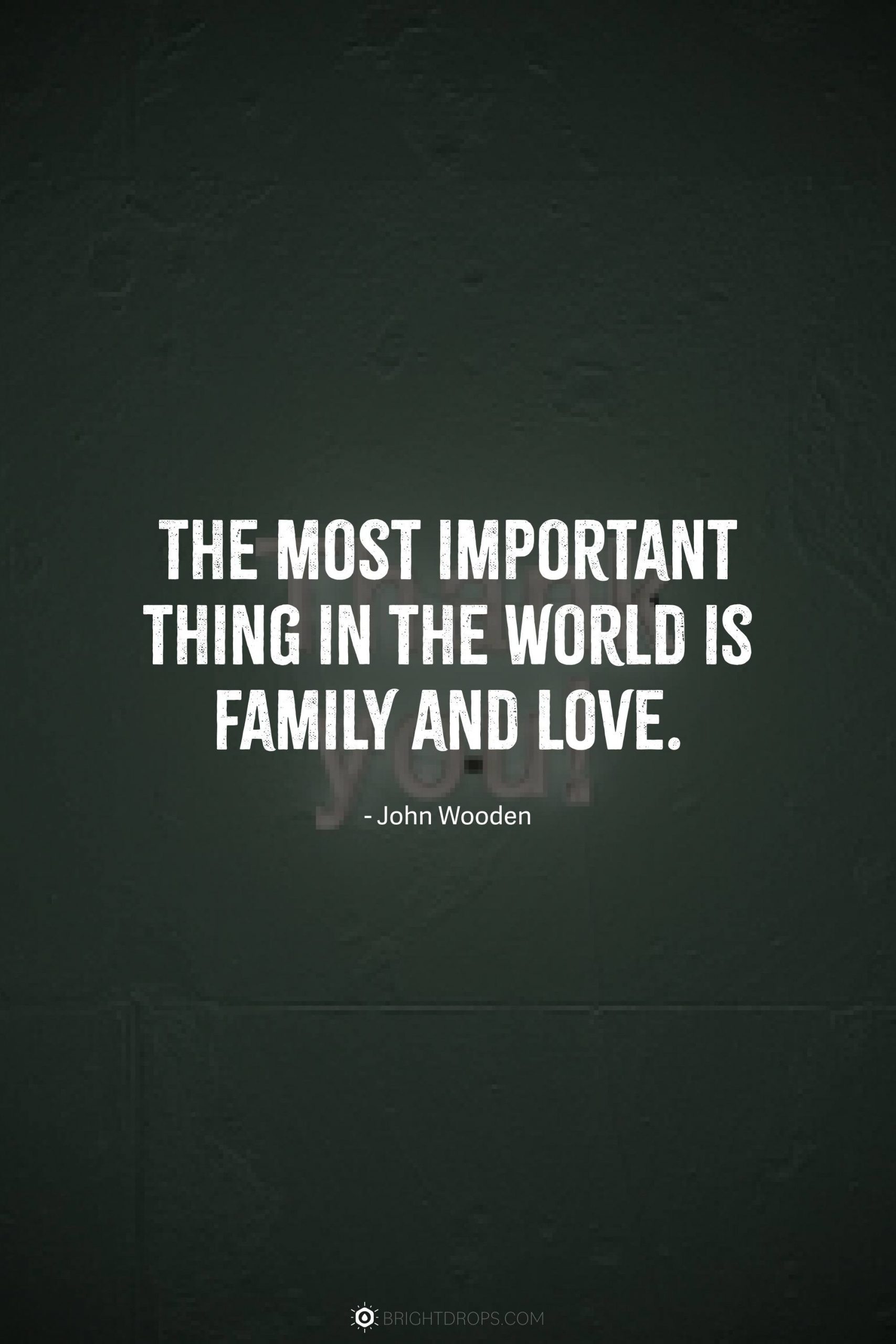 The most important thing in the world is family and love.