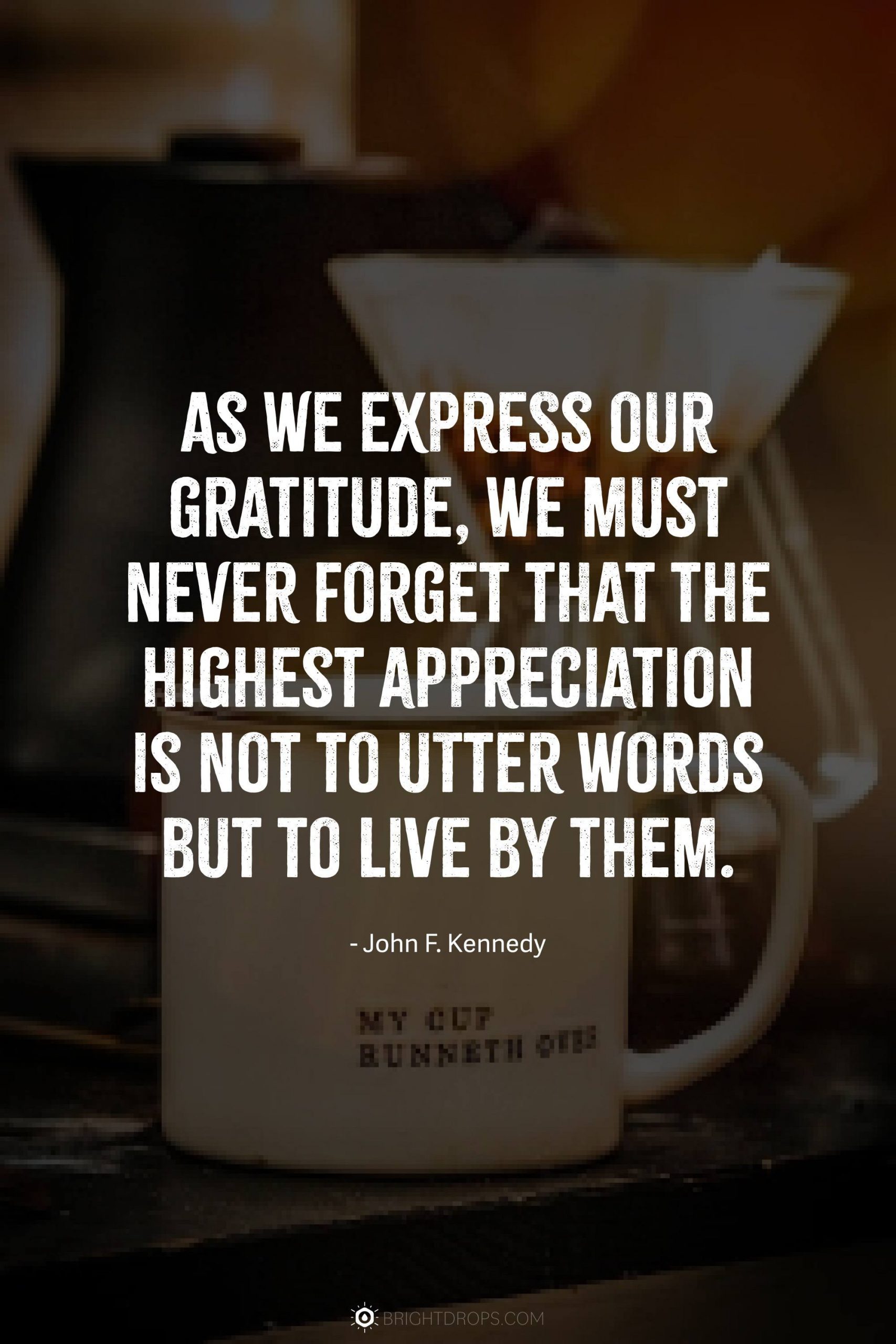 As we express our gratitude, we must never forget that the highest appreciation is not to utter words but to live by them.