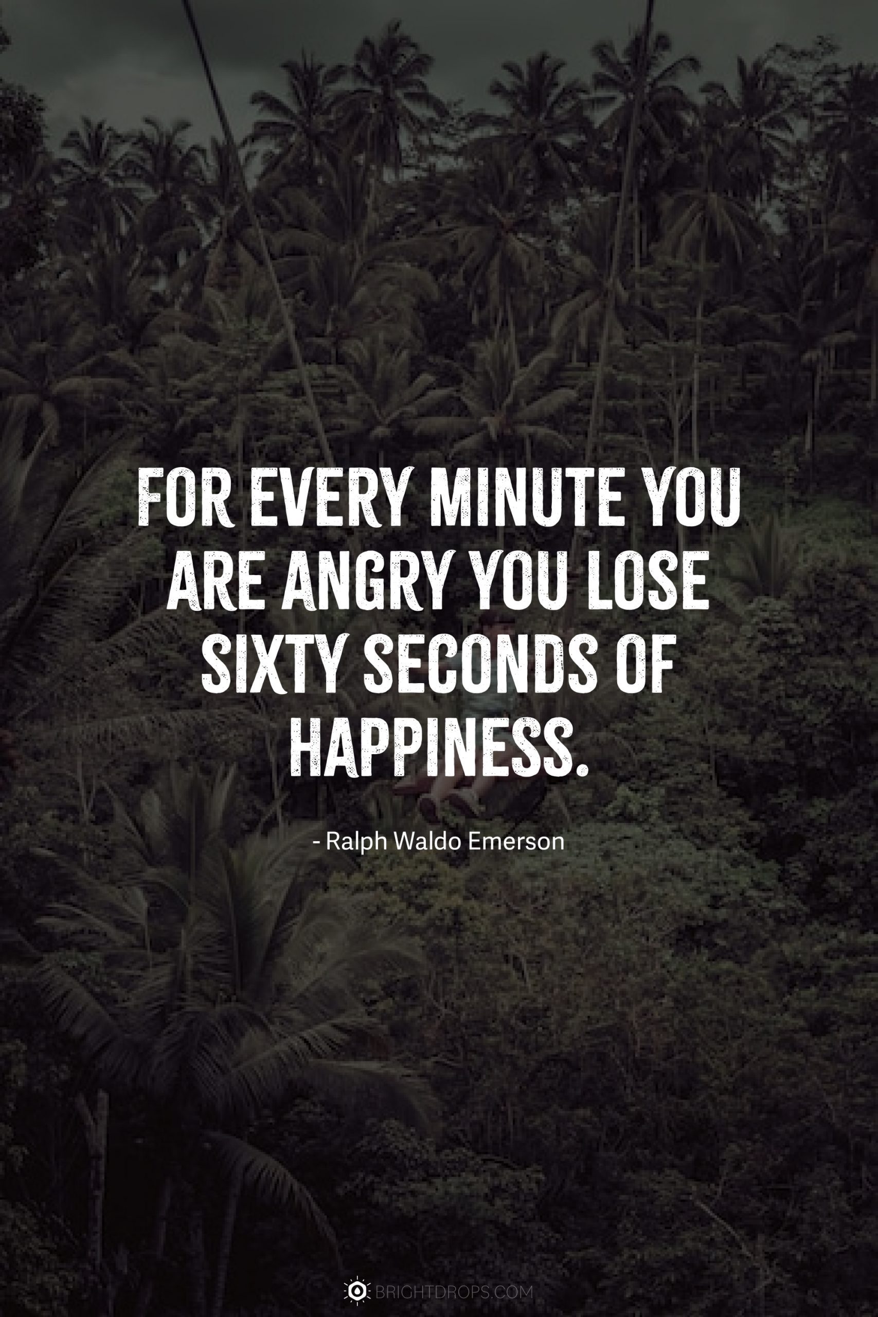 For every minute you are angry you lose sixty seconds of happiness.