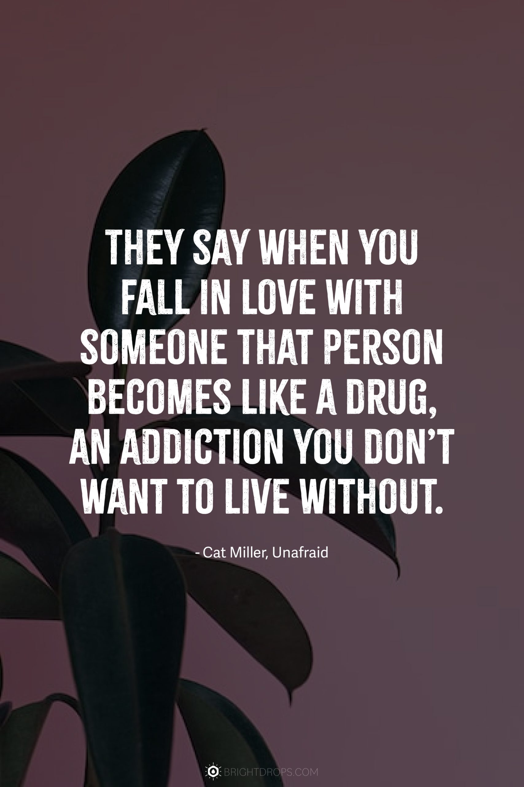 They say when you fall in love with someone that person becomes like a drug, an addiction you don’t want to live without.
