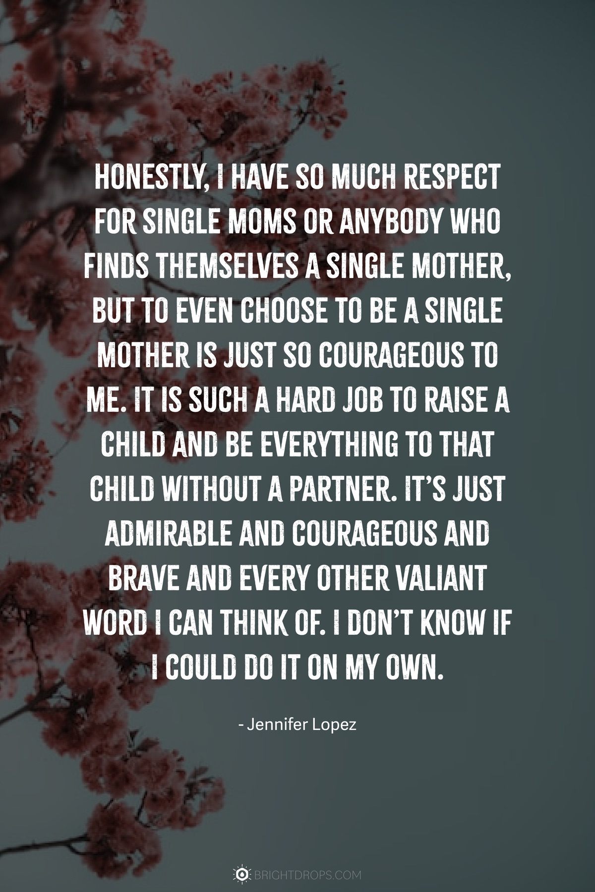 Honestly, I have so much respect for single moms or anybody who finds themselves a single mother, but to even choose to be a single mother is just so courageous to me. It is such a hard job to raise a child and be everything to that child without a partner. It’s just admirable and courageous and brave and every other valiant word I can think of. I don’t know if I could do it on my own.